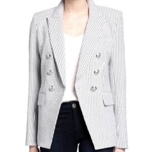 Veronica Beard Miller Dickey Grey White Seersucker Jacket size 4